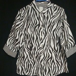CHICOS Zebra-print Button-down Top